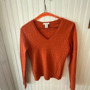 Orange Vneck Cashmere Sweater (L)